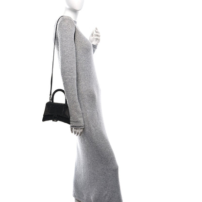 Balenciaga Strass Suede Hourglass Top Handle Bag XS Black Jet 2 of 11
