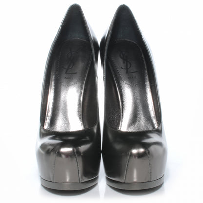 Saint Laurent Metallic Leather Tribtoo Pumps Heels 37.5 Anthracite 2 of 8