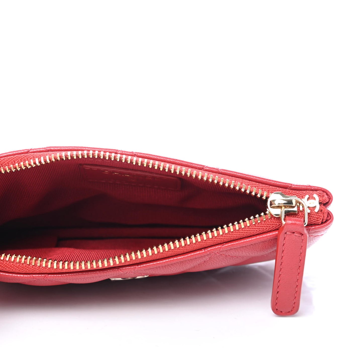 Lambskin Quilted Small Cosmetic Case Red
