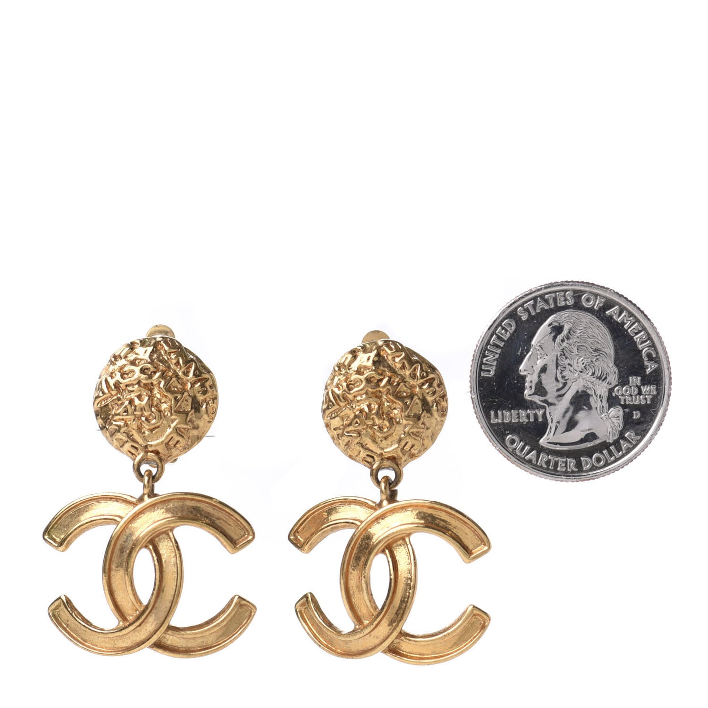 CC Drop Clip On Earrings Gold