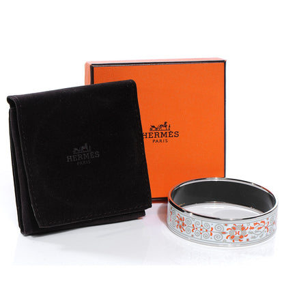 Hermes Enamel Printed Petits Chevaux de Hongrie Wide Bracelet 70 Potiron 3 of 6