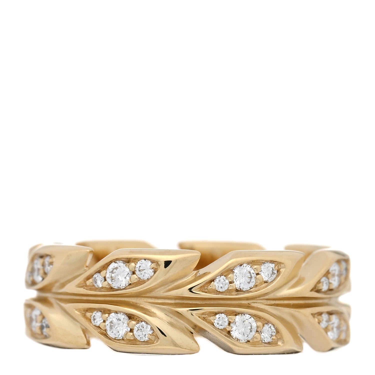 Tiffany 18K Yellow Gold Diamond Victoria Vine Band Ring 49 5 3 of 4