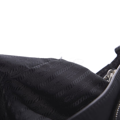 Prada Soft Calfskin Nylon Buckle Shoulder Bag Black 15 of 15