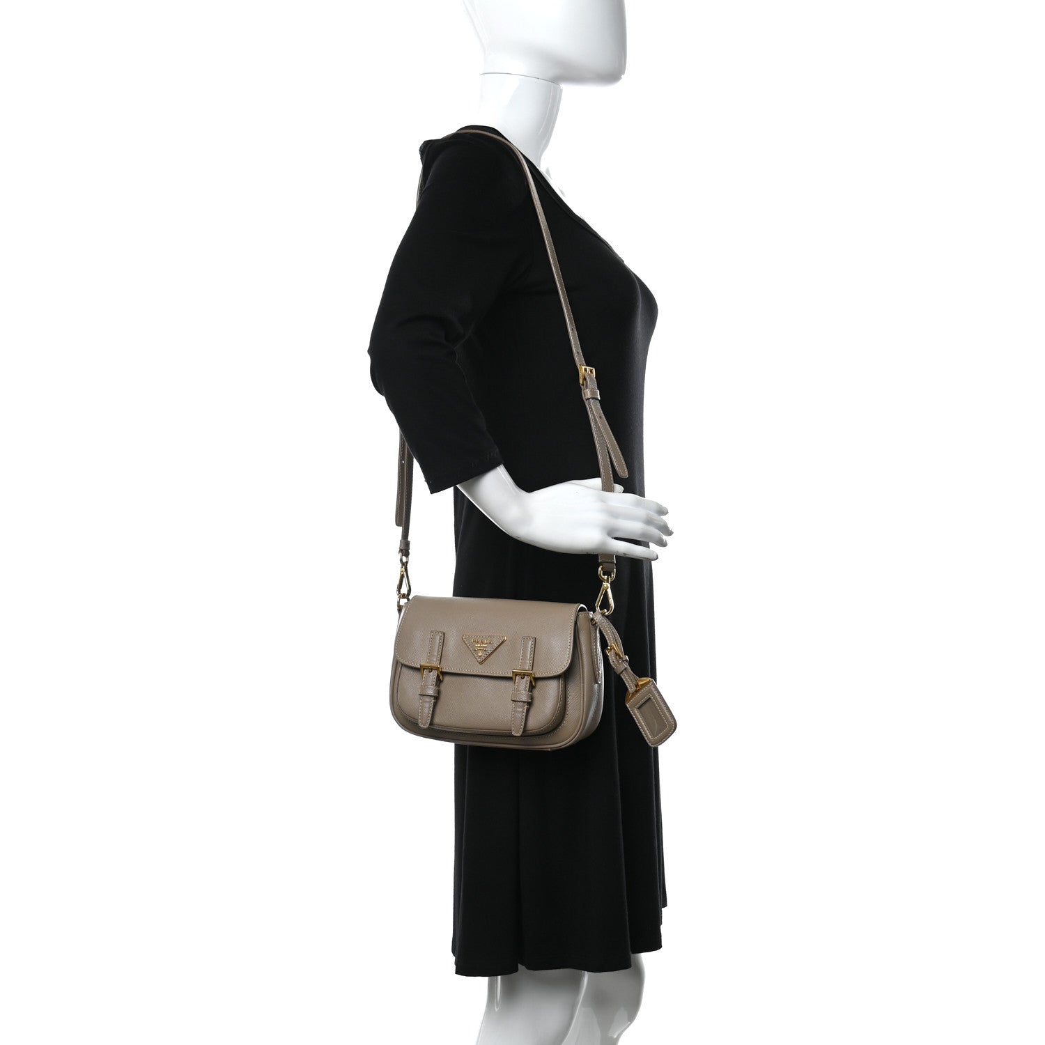 Prada Saffiano Lux Crossbody Bag Visone 2 of 16