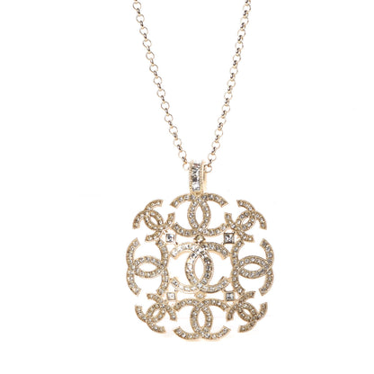 Chanel Crystal CC Pendant Necklace Gold 3 of 5