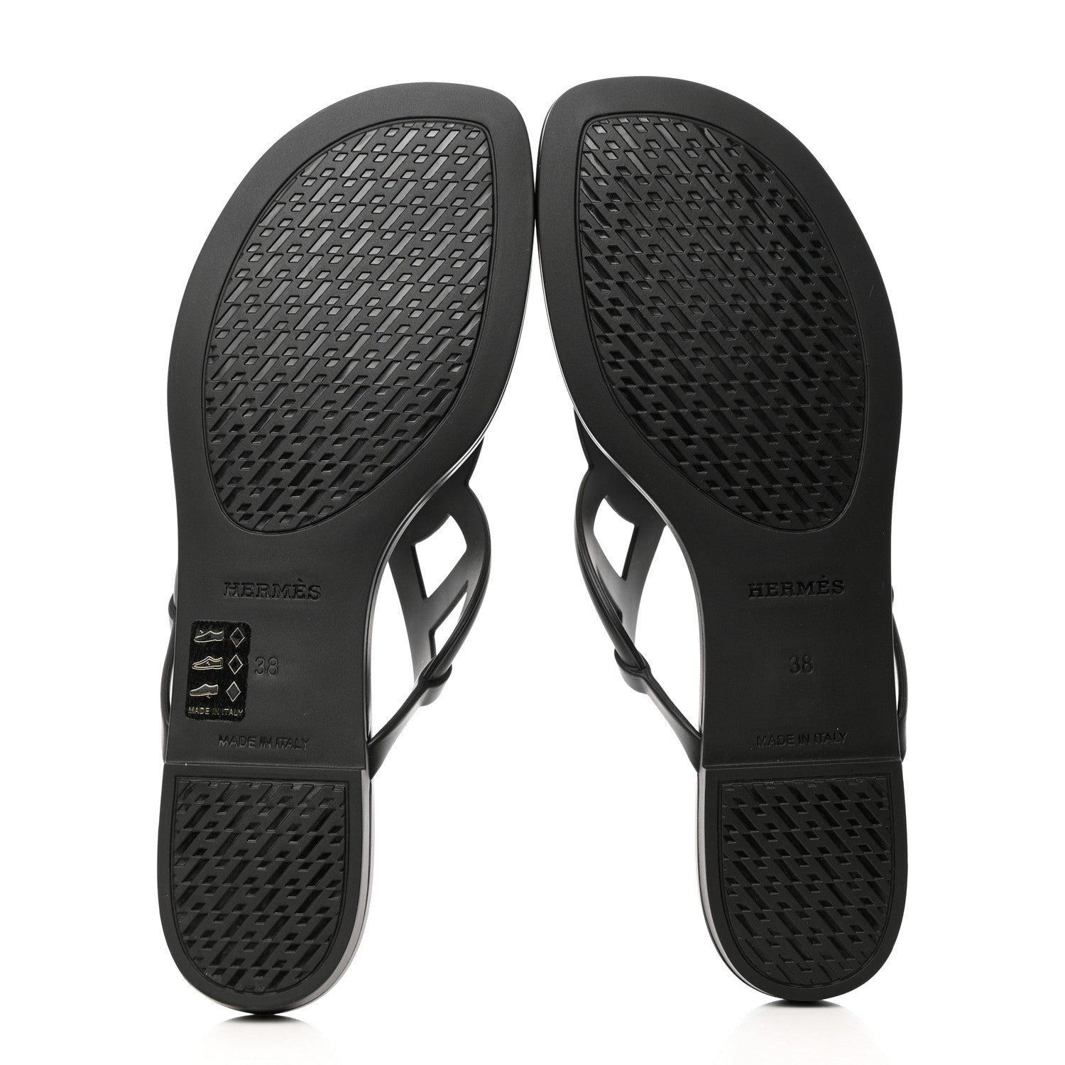 Hermes Rubber Womens Egerie Sandals 38 Black 5 of 9