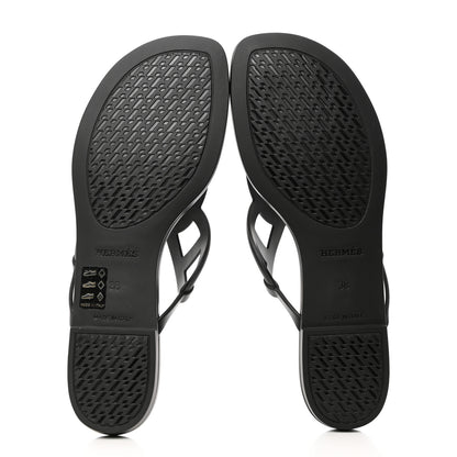 Hermes Rubber Womens Egerie Sandals 38 Black 5 of 9