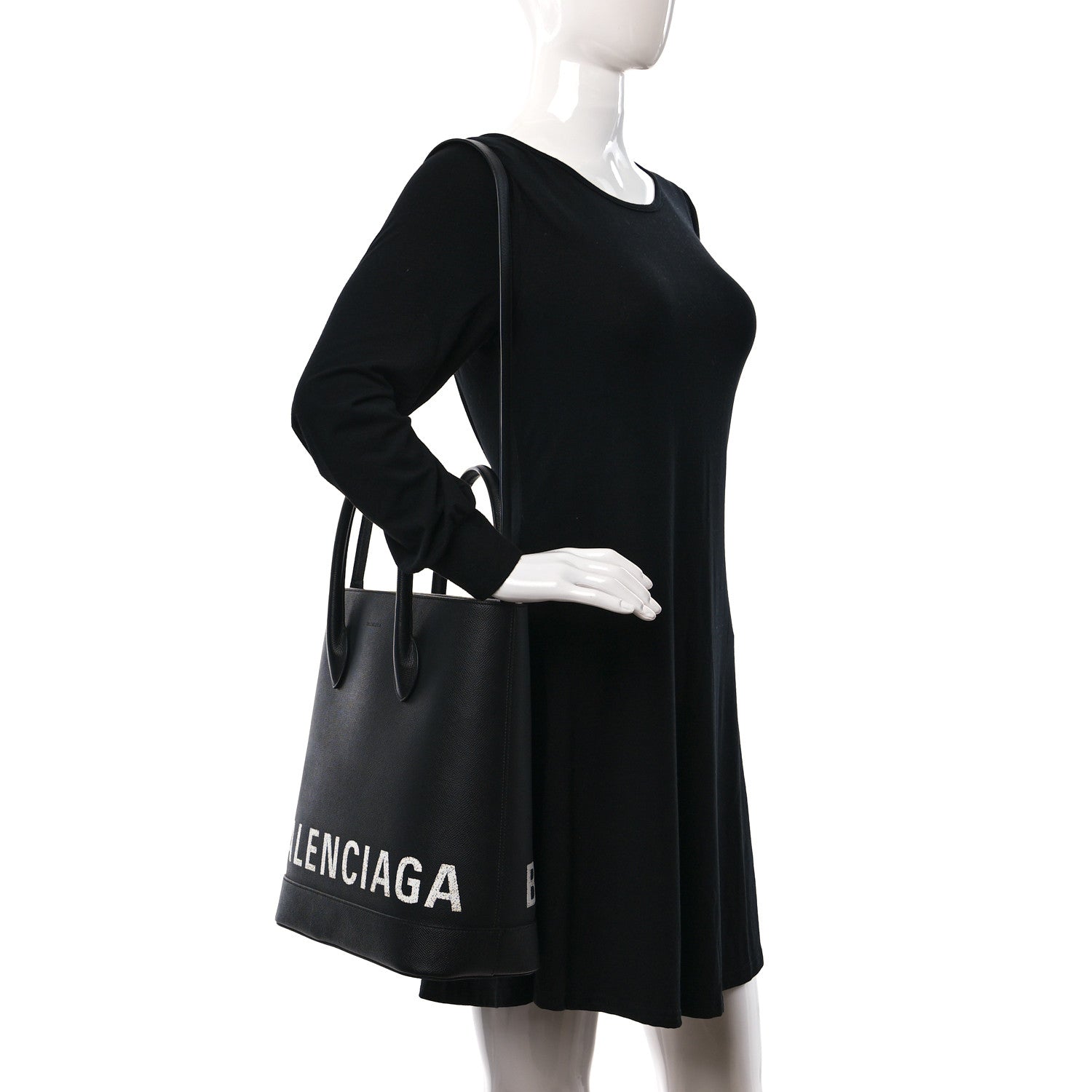 Balenciaga Grained Calfskin Ville Aj Tote Black 2 of 10