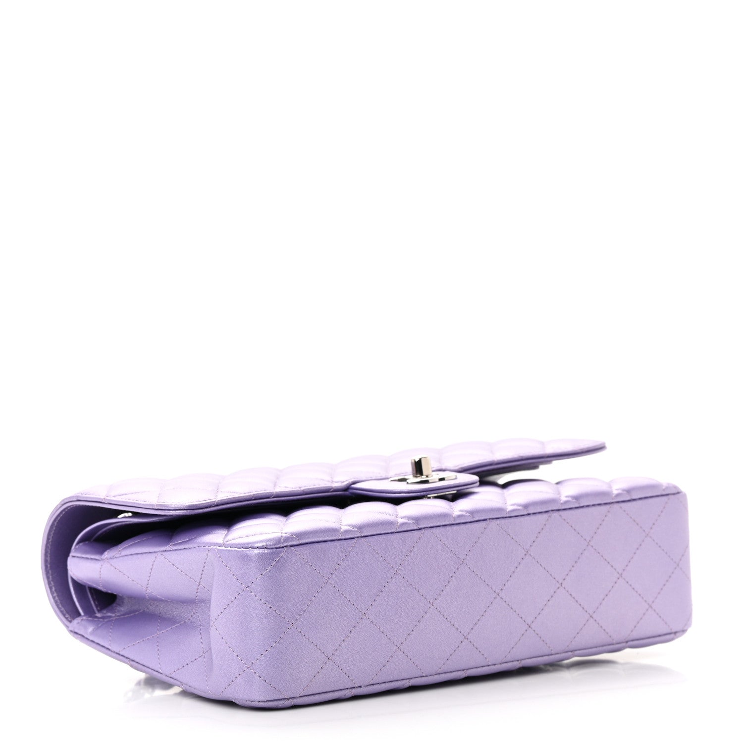 Chanel Metallic Lambskin Quilted Medium Double Flap Purple 4 of 16