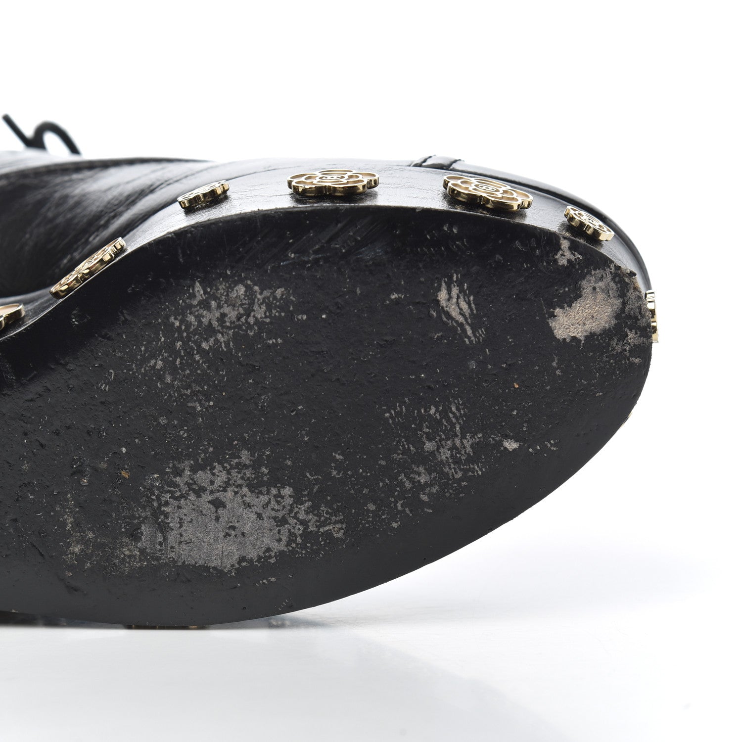 Chanel Crumpled Calfskin Lace Up Platform Oxfords 37 Black 18 of 22