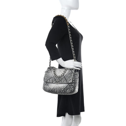 Chanel Washed Denim Quilted Medium Chanel 19 Flap Black White 2 of 11