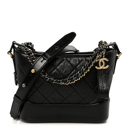 Chanel Aged Calfskin Quilted Small Gabrielle Hobo Black 1 of 10