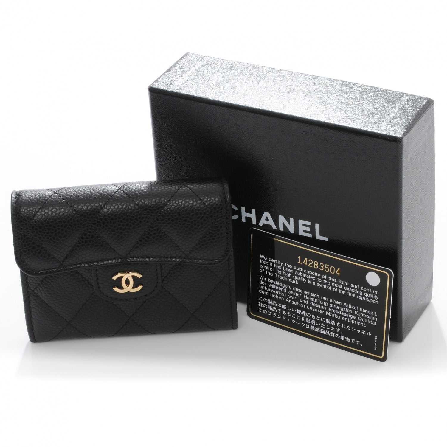 Chanel Caviar Small Compact Wallet Black 8 of 8