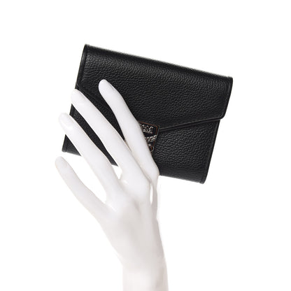 MCM Grained Calfskin Compact Wallet Black 2 of 7