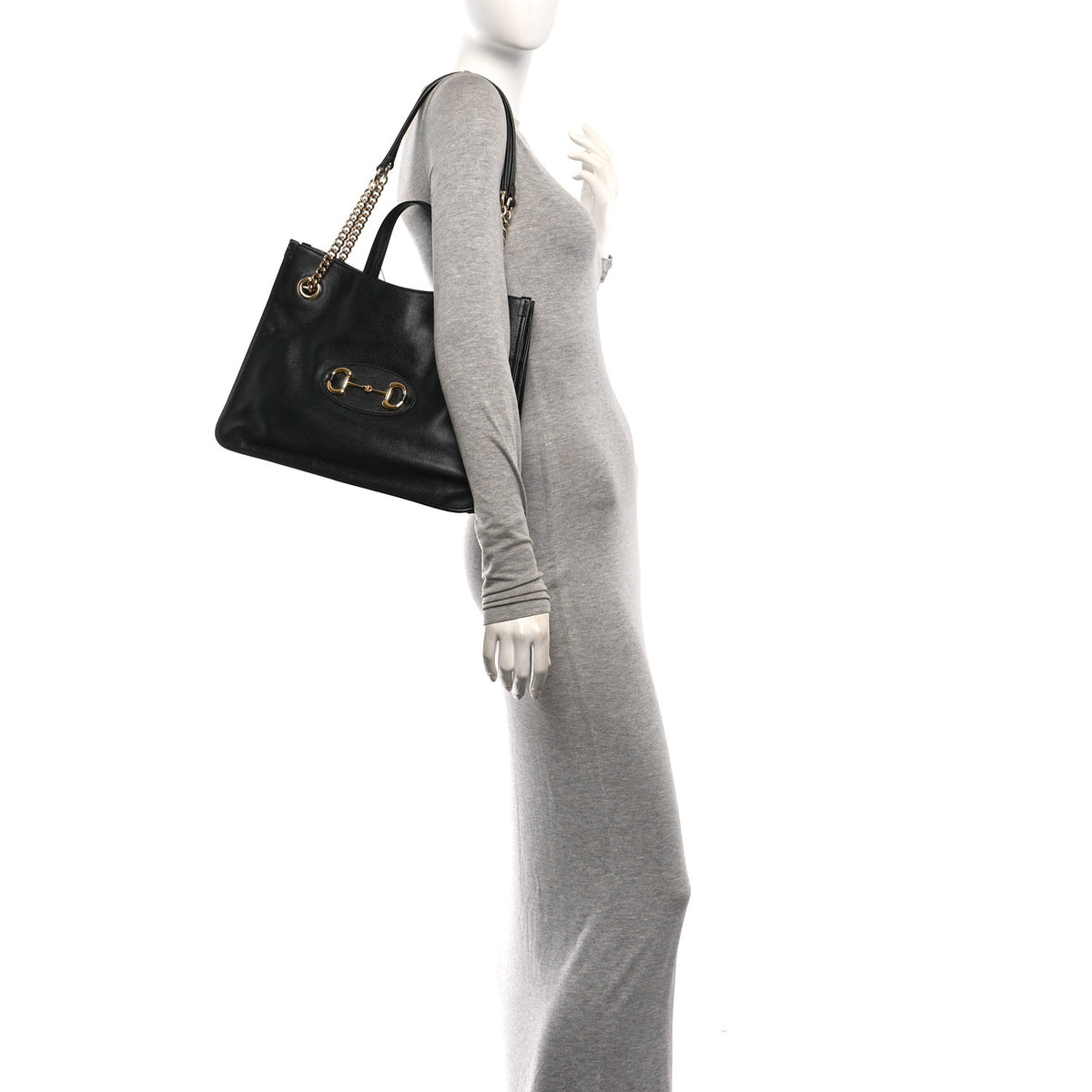 New Sakai Calfskin Lux Medium Horsebit 1955 Tote Bag Black