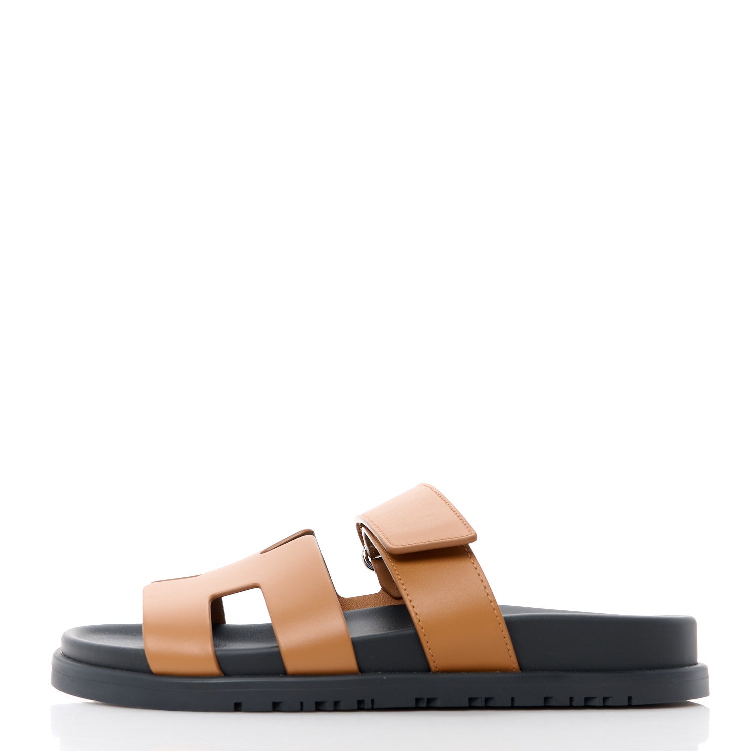 Hermes Calfskin Womens Chypre Sandals 36.5 Gold 1 of 9