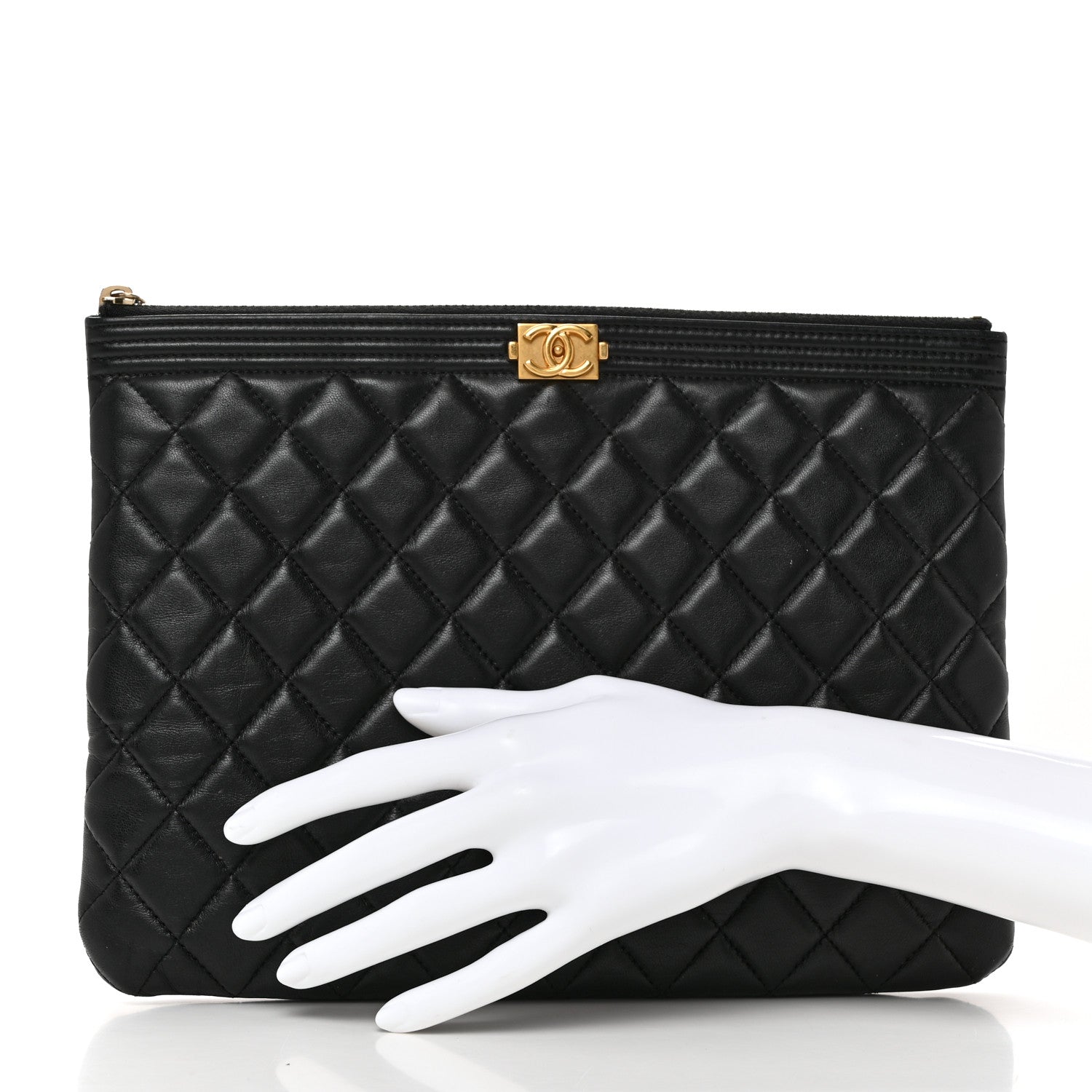 Chanel Lambskin Quilted Medium Boy Cosmetic Case Black 2 of 8