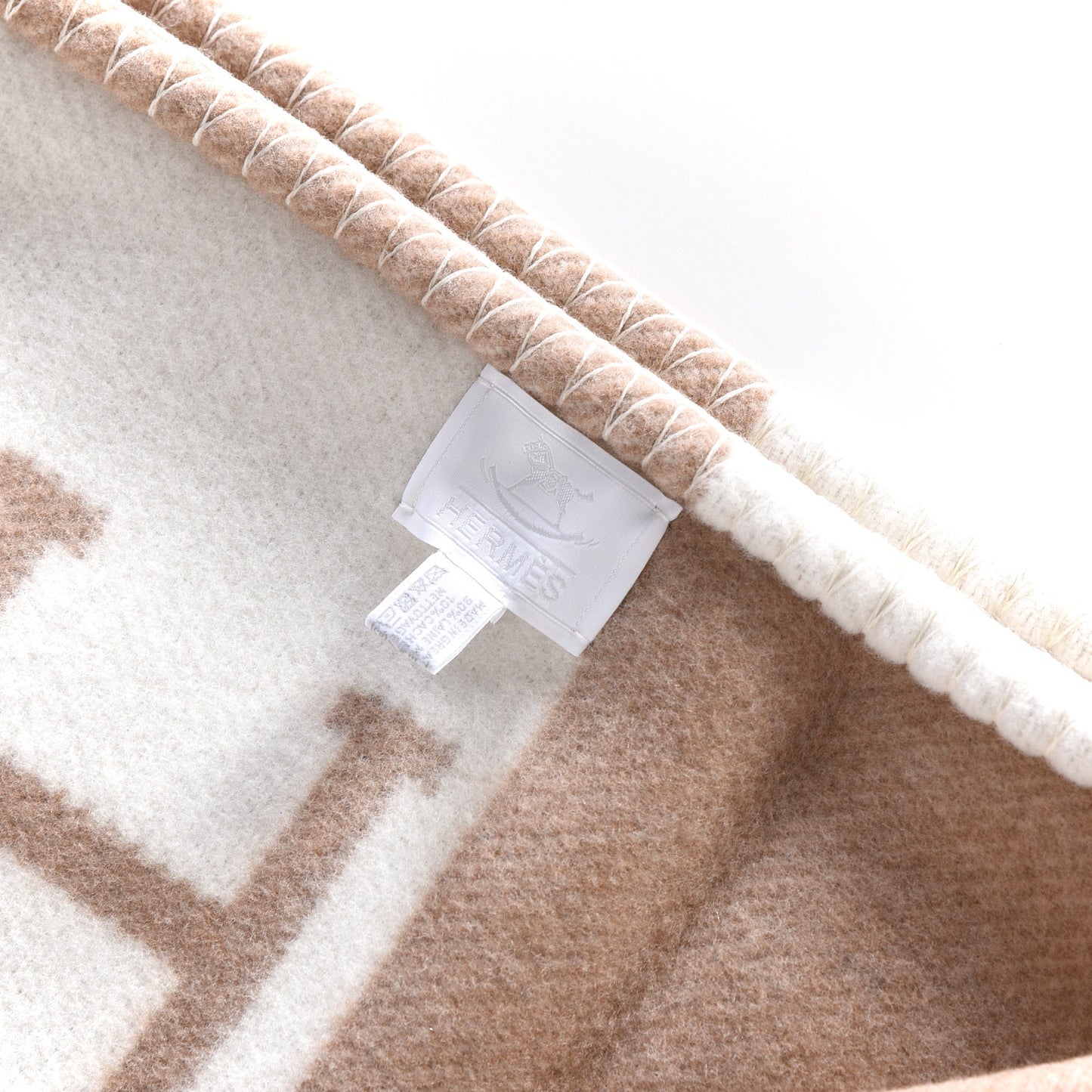 Wool Cashmere Avalon Baby Blanket Noisette Moyen White