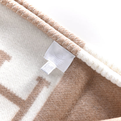 Hermes Wool Cashmere Avalon Baby Blanket Noisette Moyen White 3 of 3