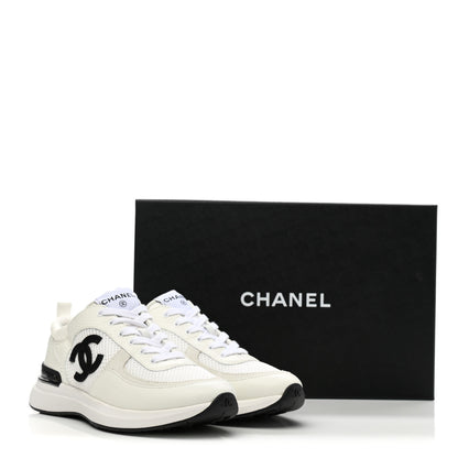 Chanel Calfskin Mesh Lycra Suede Womens Logo Sneakers 38 White 8 of 8
