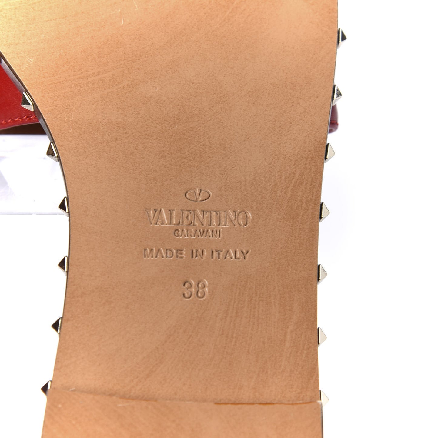 Nappa Soul Rockstud Flat Slide Sandals 38 Rosso