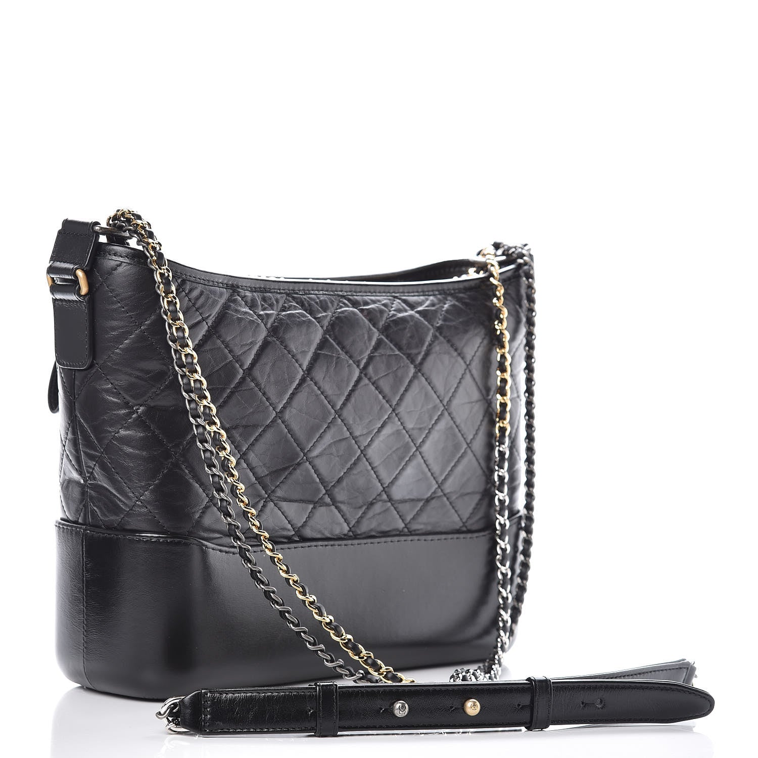 Chanel Aged Calfskin Quilted Medium Gabrielle Hobo Black 5 of 11