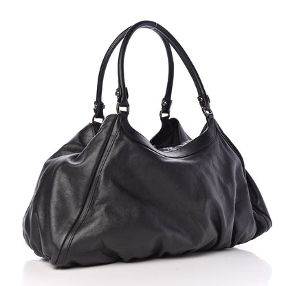 Gucci Calfskin Large D Gold Ring Shoulder Bag Black 3 of 14