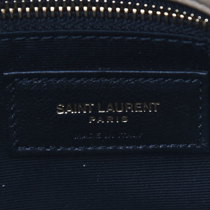 Saint Laurent Shearling Quilted Small Loulou Monogram Chain Satchel Natural Beige 6 of 8