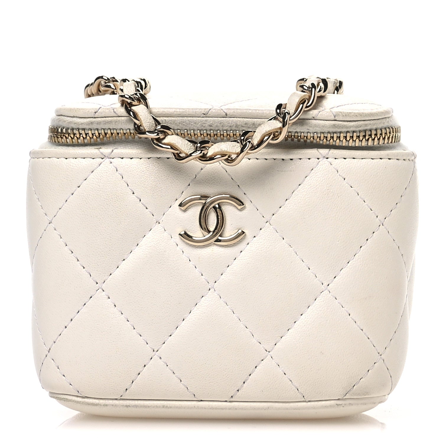 Chanel Lambskin Quilted My Chanel Lady Vanity Case With Chain White 1 of 13