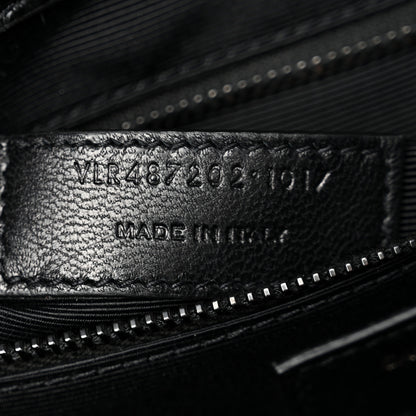 Saint Laurent Calfskin Crocodile Embossed Monogram Large Satchel Black 7 of 10