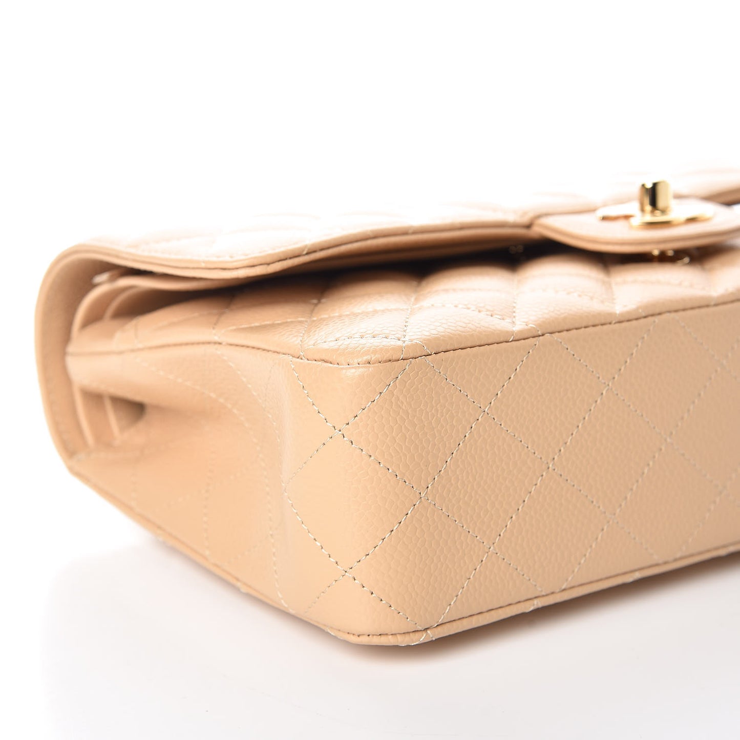 Caviar Quilted Medium Double Flap Beige Clair