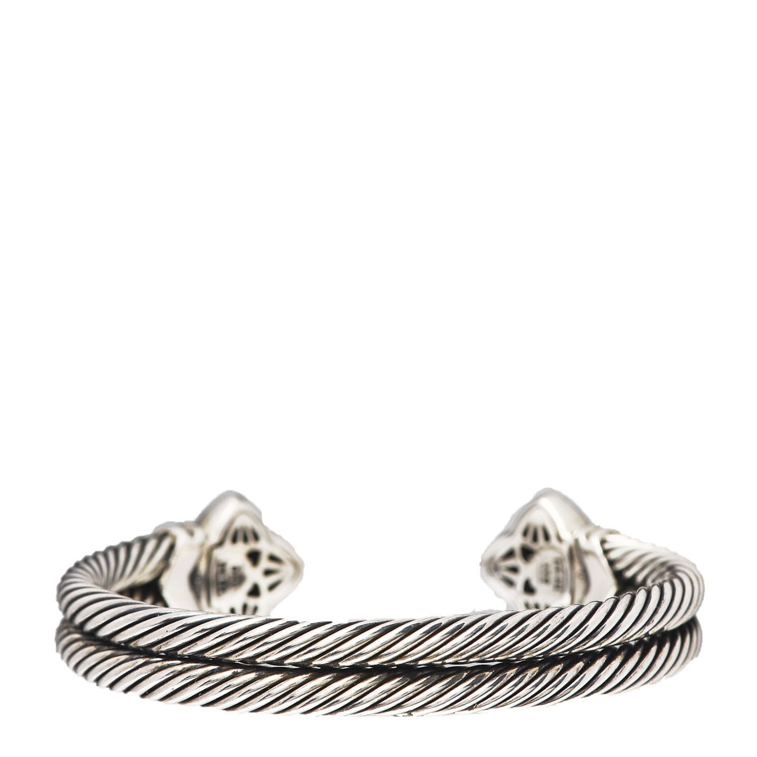 David Yurman Sterling Silver 18K Yellow Gold 10mm Quatrefoil Cable Bracelet 3 of 5