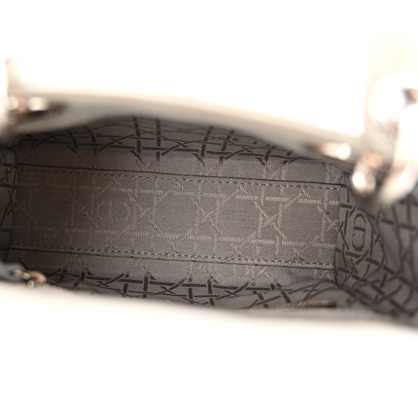 Metallic Nubuck Cannage Mini Lady Dior Silver