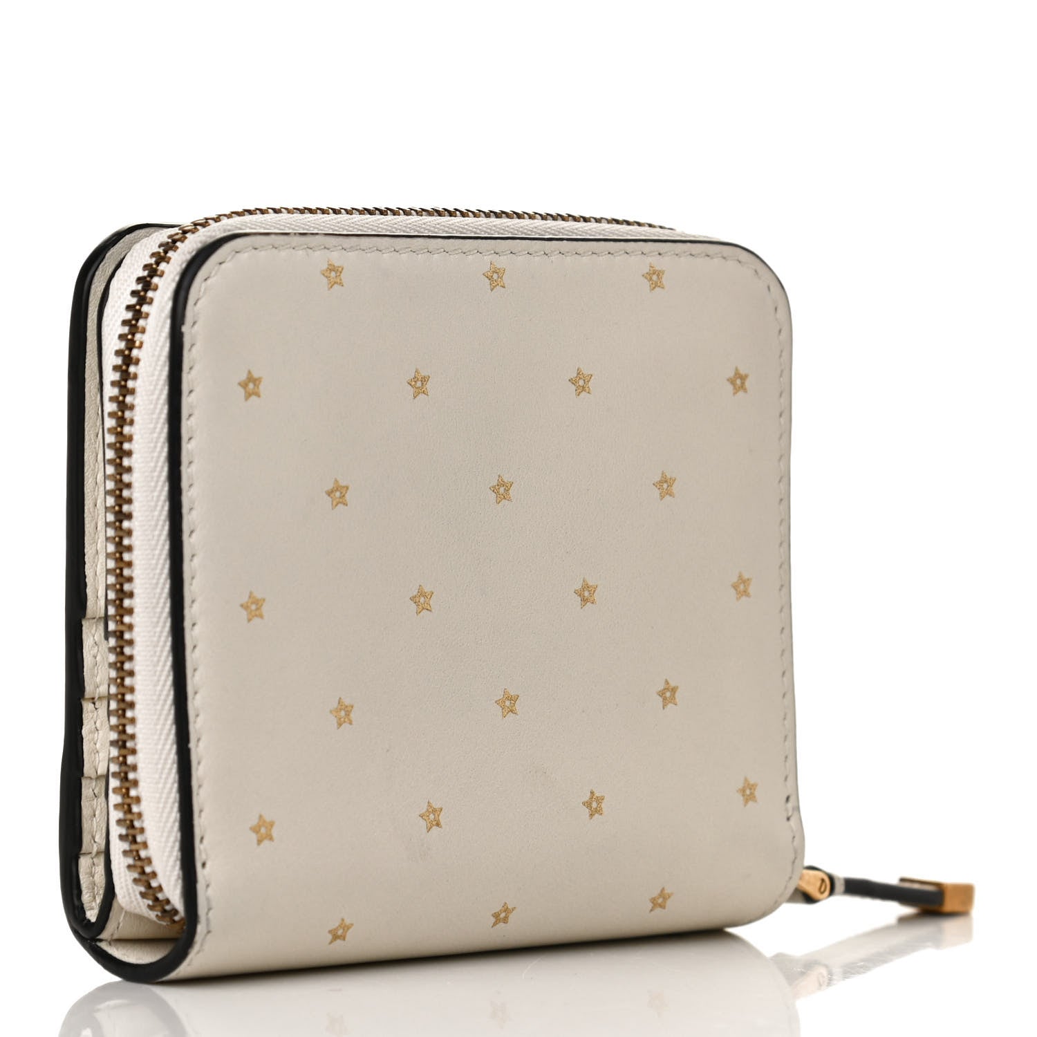 Christian Dior Calfskin Stars Voyageur French Wallet White Gold 3 of 9