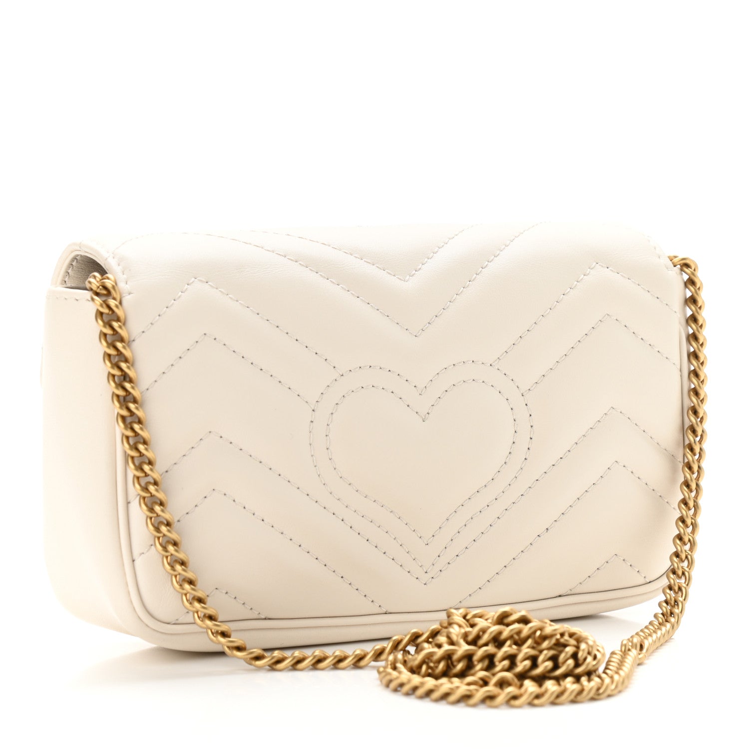 Gucci Calfskin Matelasse Super Mini GG Marmont Shoulder Bag White 3 of 11