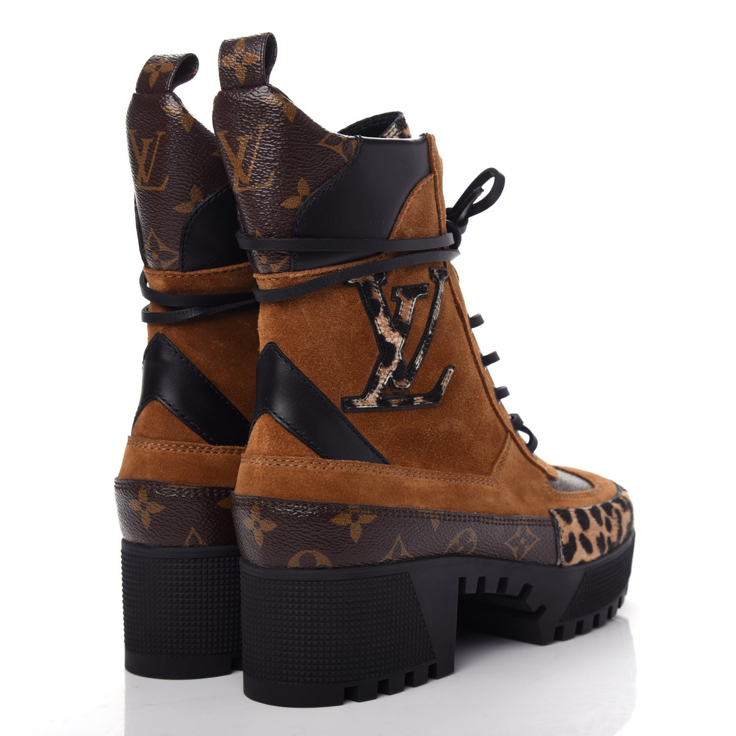 Louis Vuitton Suede Calfskin Monogram Laureate Platform Desert Boots 37.5 Cognac 4 of 9