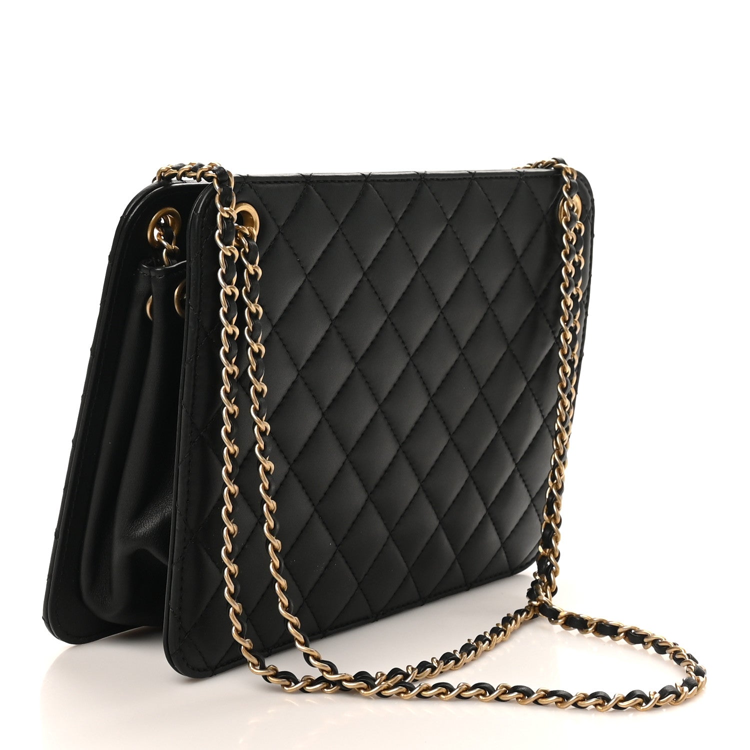 Chanel Calfskin Quilted CC Chain Accordion Tote Black 1815262
