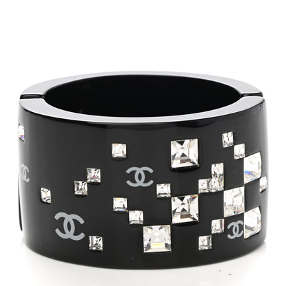 Chanel Resin Baguette Crystal CC Cuff Black 3 of 4