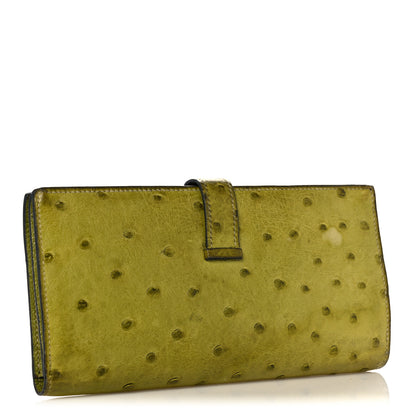 Hermes Ostrich Bearn Gusset Wallet Vert Anis 3 of 19