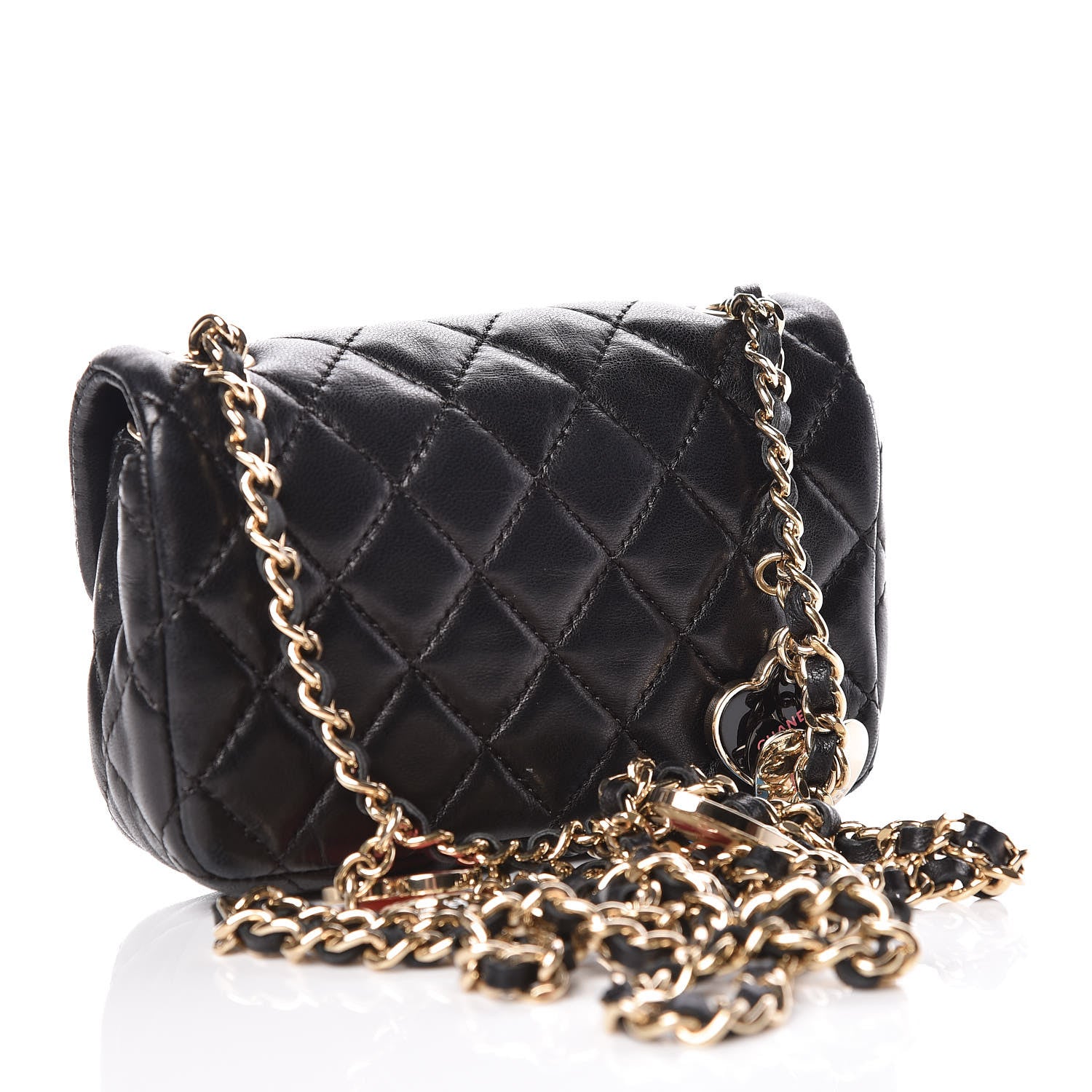 Chanel Lambskin Quilted Extra Mini Flap Heart Valentine Charms Black 3 of 10