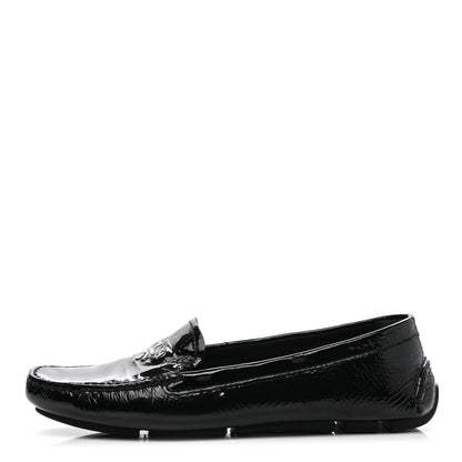Prada Patent Calfskin Logo Loafers 37.5 Black 1 of 10