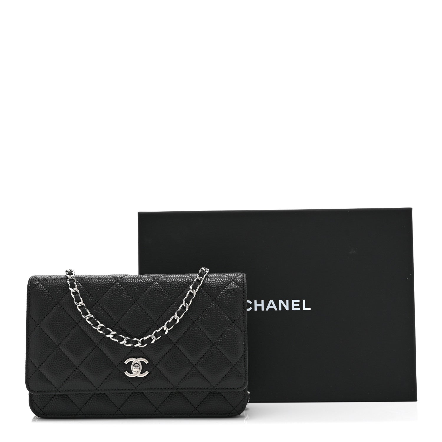 Chanel Caviar Quilted CC Turnlock Wallet On Chain WOC Black 12 of 12