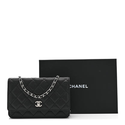 Chanel Caviar Quilted CC Turnlock Wallet On Chain WOC Black 12 of 12