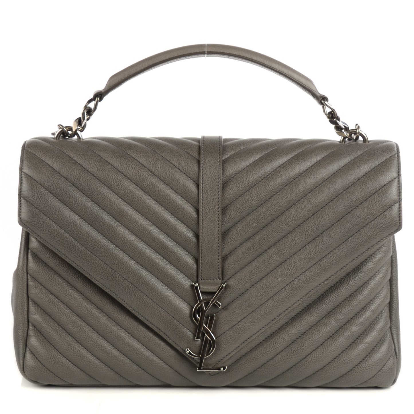 Grain De Poudre Matelasse Chevron Large Satchel Grey