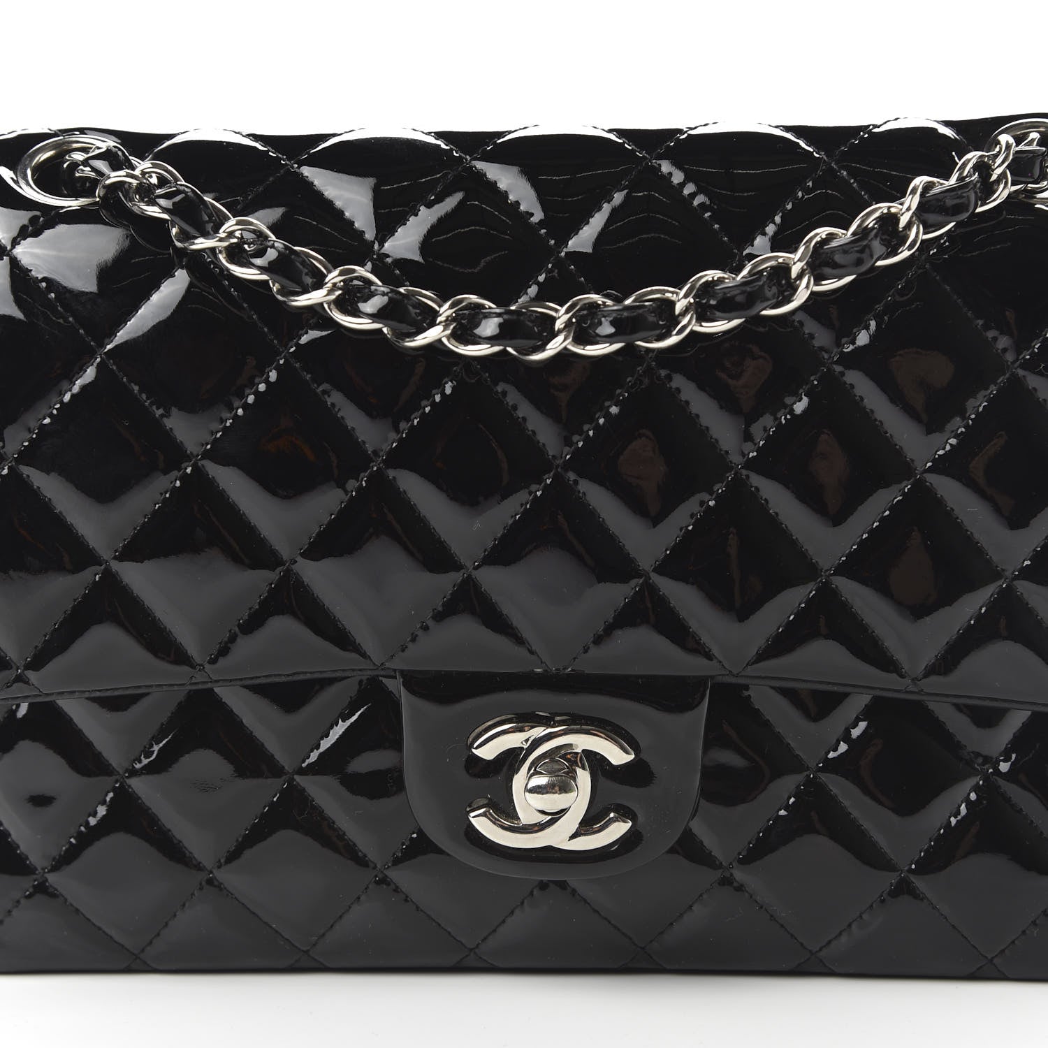 Chanel Patent Quilted Medium Double Flap Black 10 of 11