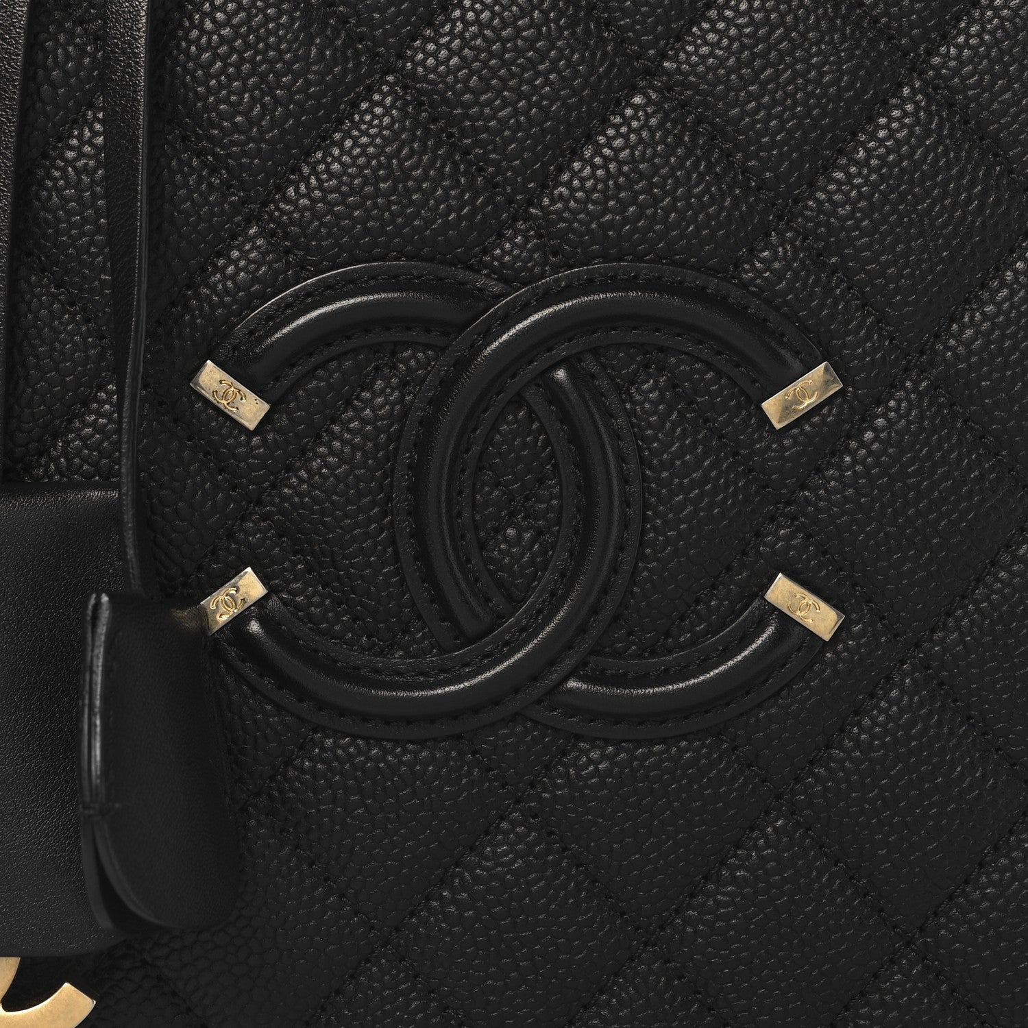 Chanel Caviar Quilted Large CC Filigree Vanity Case Black 9 of 11