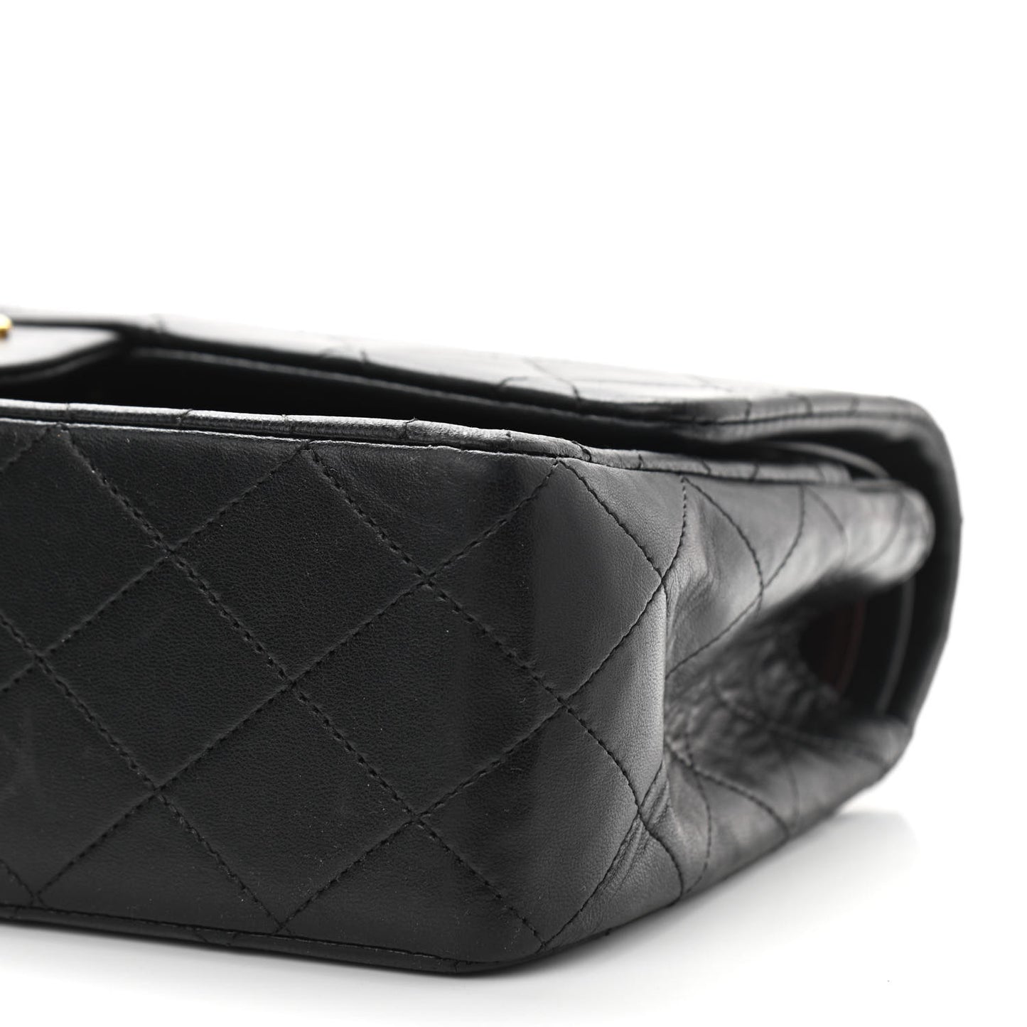 Lambskin Quilted Medium Double Flap Black