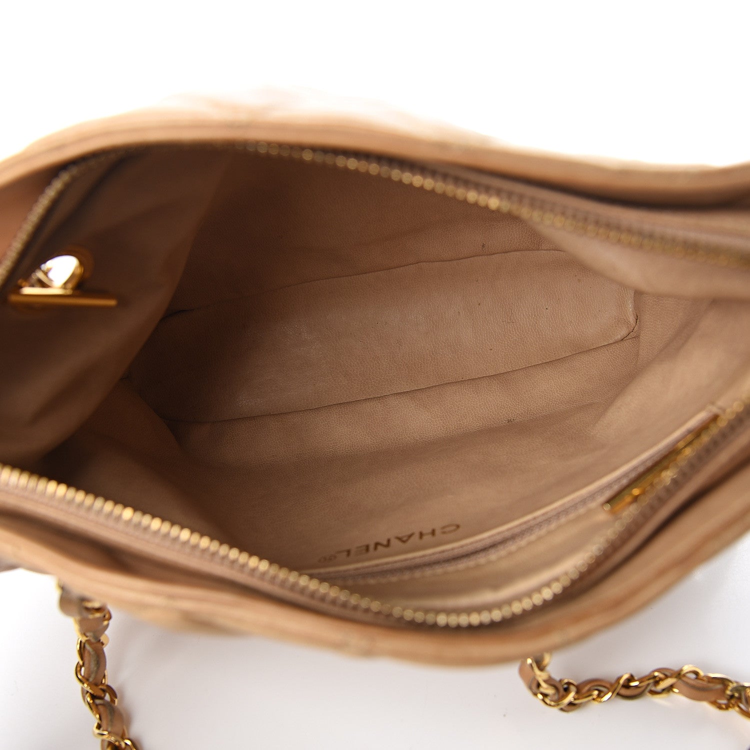 Chanel Lambskin Quilted Shoulder Bag Beige 4 of 9