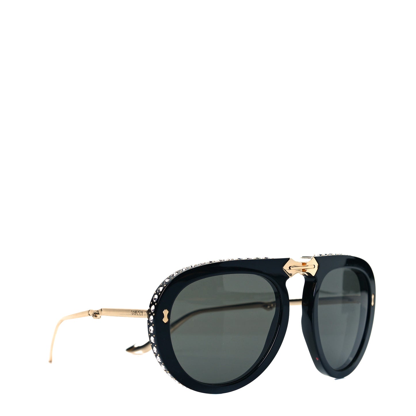 Acetate Crystal Foldable Aviator Sunglasses GG0307S Black