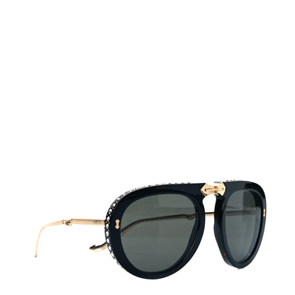Gucci Acetate Crystal Foldable Aviator Sunglasses GG0307S Black 3 of 5